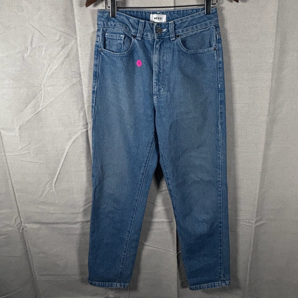 NEED Supply co High Rise Straight Leg Blue Denim Jeans Made in Los‎ Angeles 6